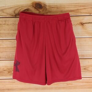 Under Armour Heatgear Activewear Shorts Loose Fit Mens Size L Red 100% Polyester